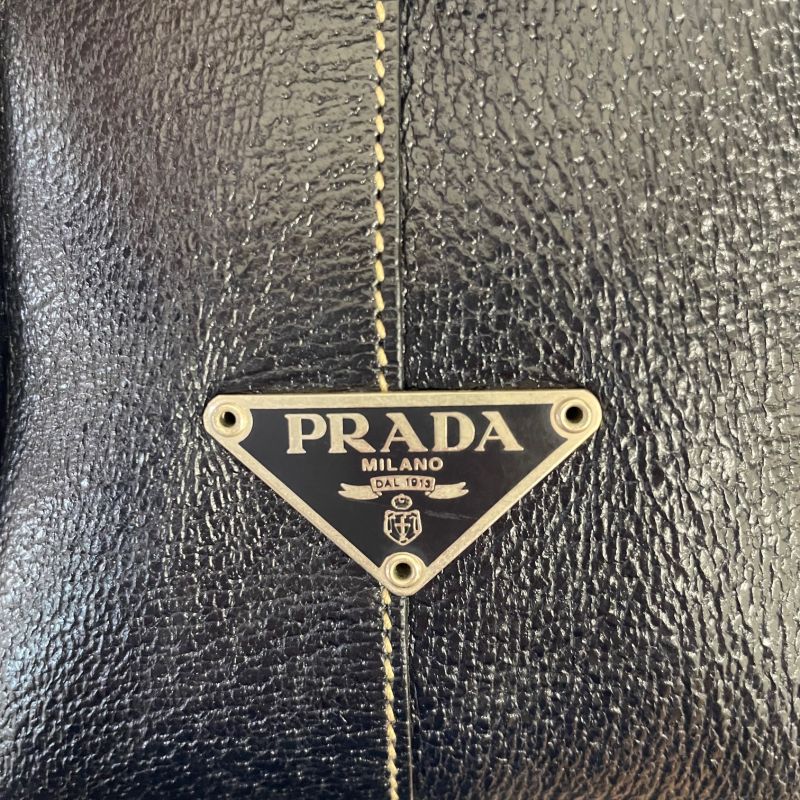 Prada Shoulder Bag Leather Black with Tear Inside A25-2693