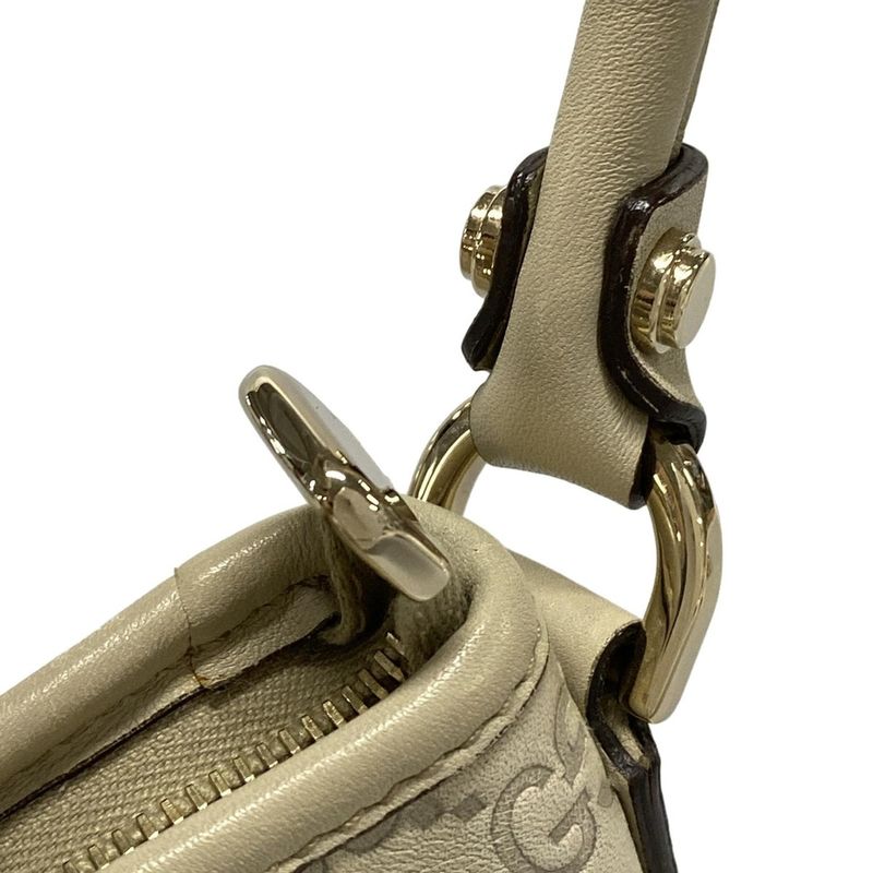 Gucci Handbag Stripe Line Abby 130939 Beige Leather