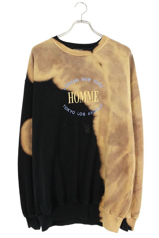 Balenciaga 17AW 486095 Twk44 Bleached Homme Embroidered Oversized Sweatshirt