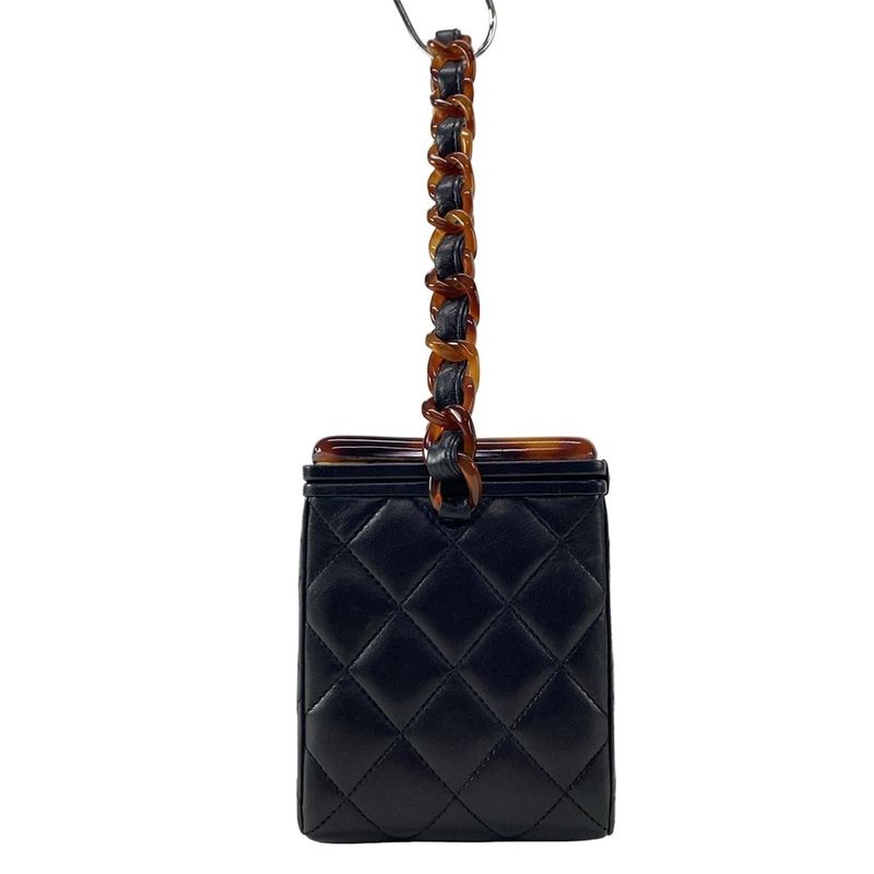 Chanel Vanity Bag Matelasse Black And Brown Plastic Chain/tortoiseshell Lambskin