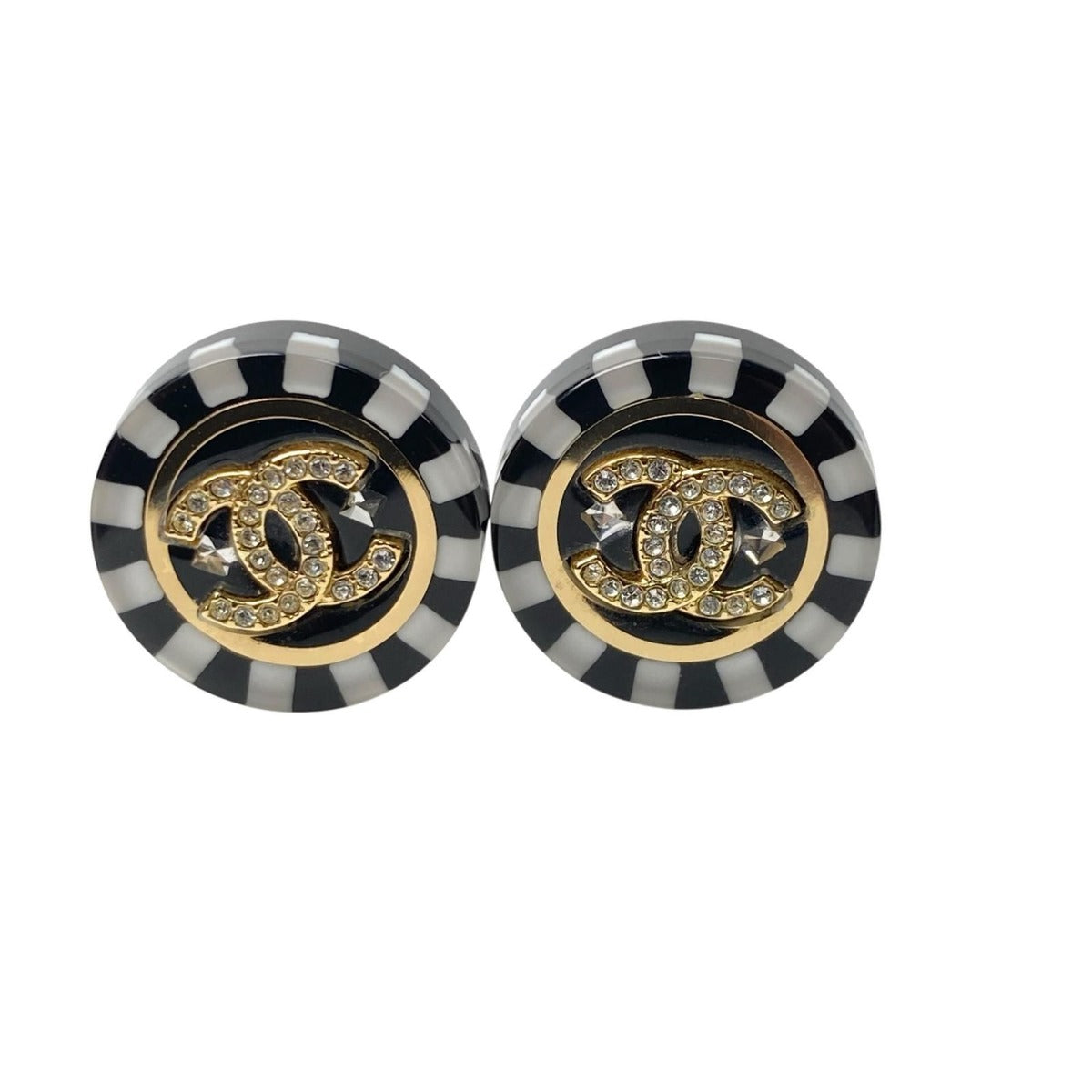 Chanel Earrings CC Logo Circle C Stone