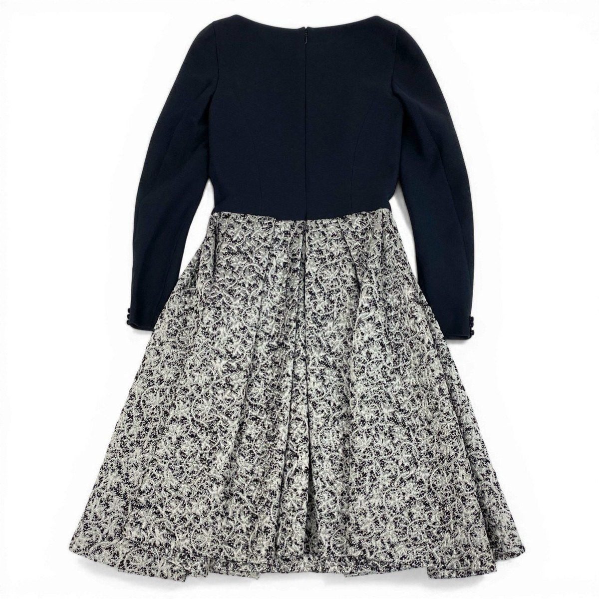 Dior Ed6 Jacquard Contrast Midi Dress 38 Navy Gray — view 2