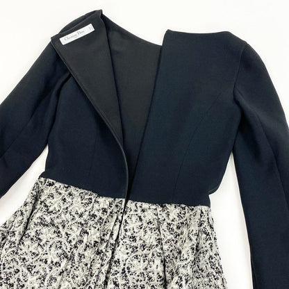 Dior Ed6 Jacquard Contrast Midi Dress 38 Navy Gray — view 4
