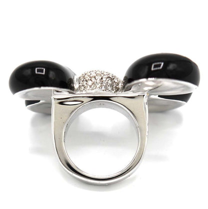 Christian DIOR Ring Rhinestone Ribbon #11.5 Black Silver Color Approx 33.6g