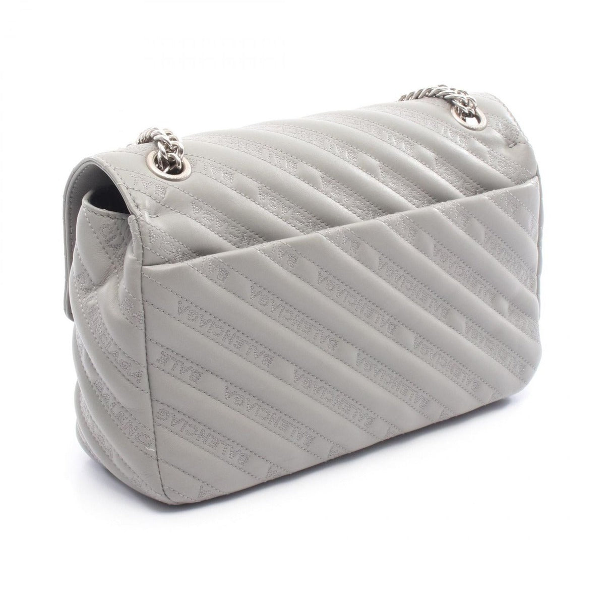 Balenciaga Shoulder Bag BB Round Gray Leather Chain — view 2
