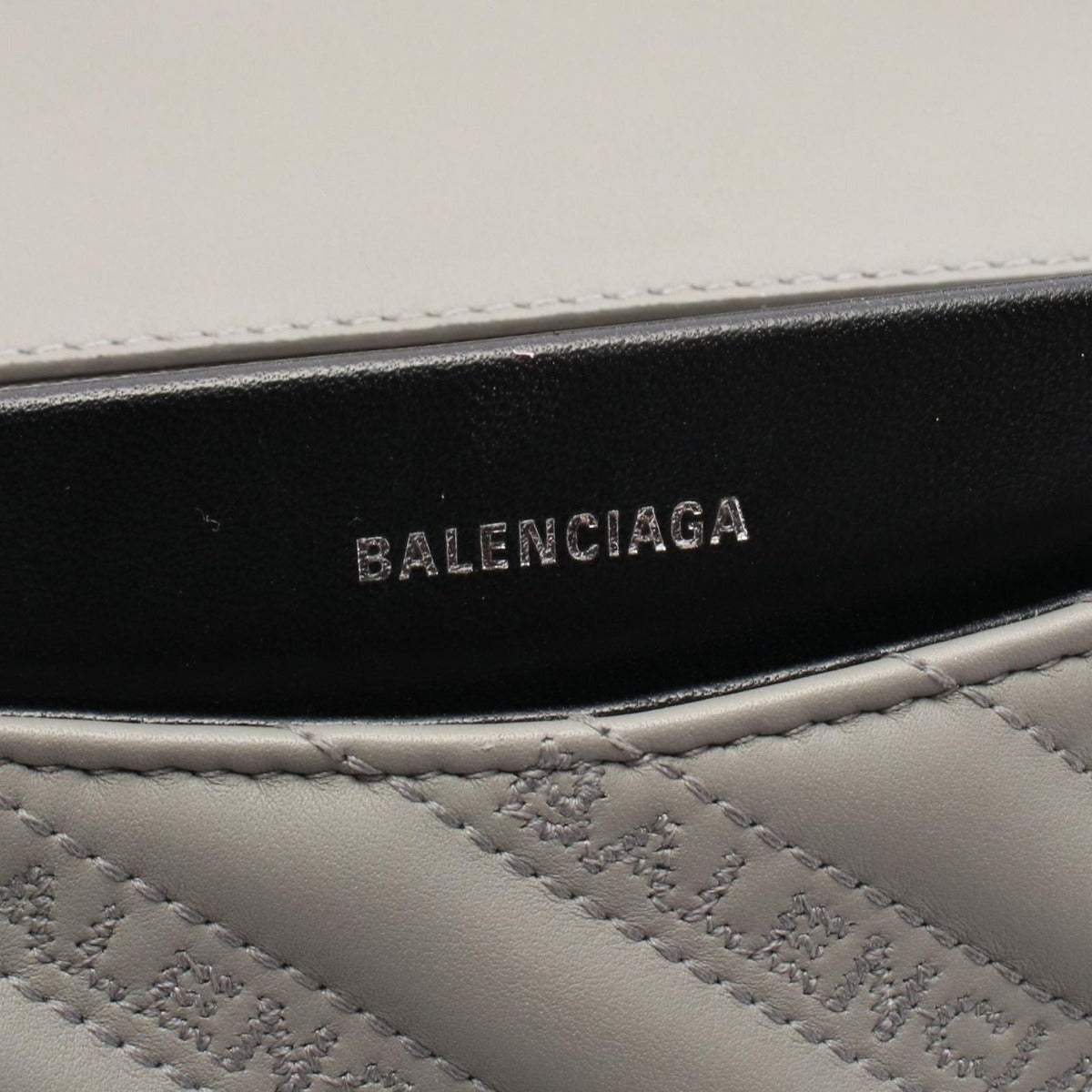 Balenciaga Shoulder Bag BB Round Gray Leather Chain — view 4