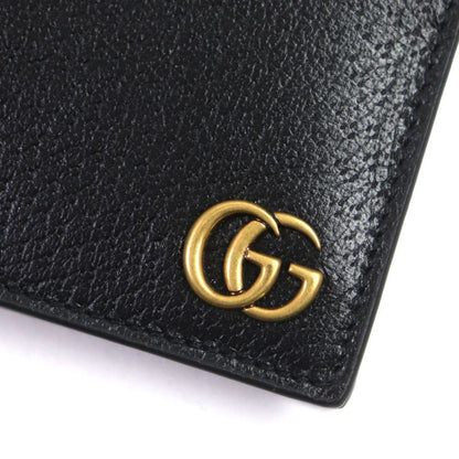 Gucci 657589 Leather GG Marmont Business Card Holder Card Case Black Gold