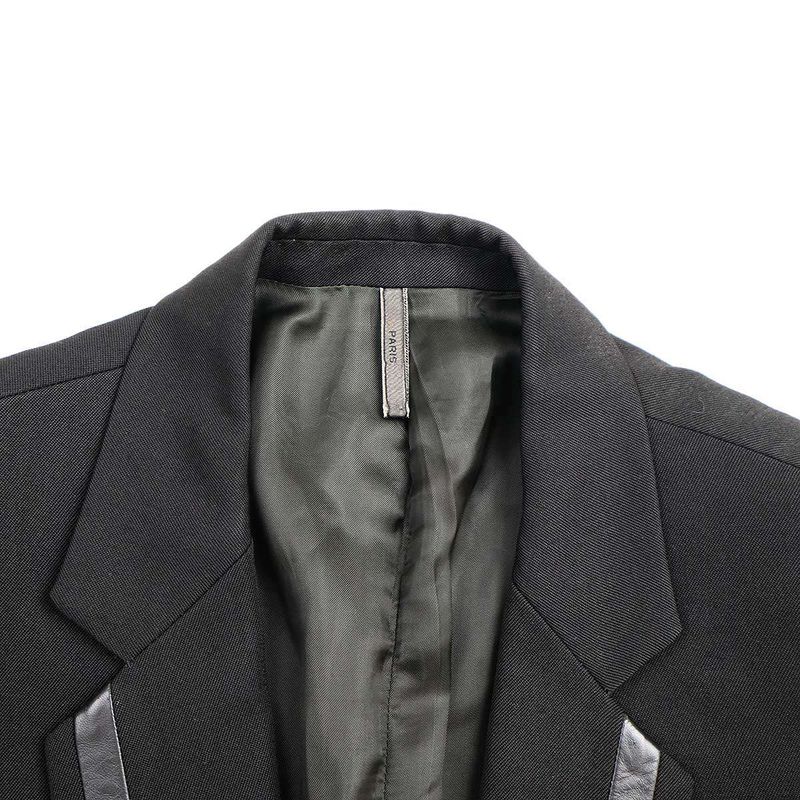 Dior Homme Dior Homme 2002aw Reflection Leather Trimmed Wool Long Jacket