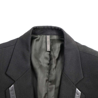Dior Homme Dior Homme 2002aw Reflection Leather Trimmed Wool Long Jacket