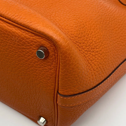 Hermes Picotin Lock PM Taurillon Clemence Silver Handbag Orange — view 9