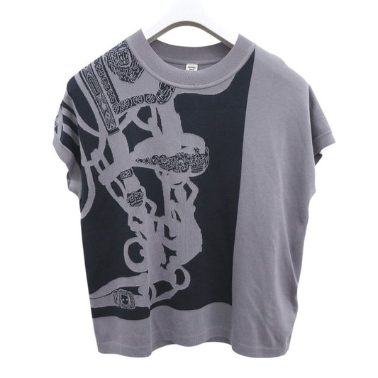 Hermes Short Sleeve Knit Jacquard Brid De Gala H5 E2685 da Rayon Silk