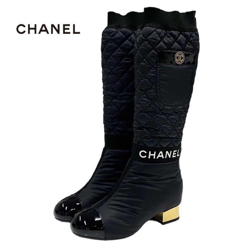 Chanel Boots Long Short 2-Way Coco Mark Logo Quilted Pocket