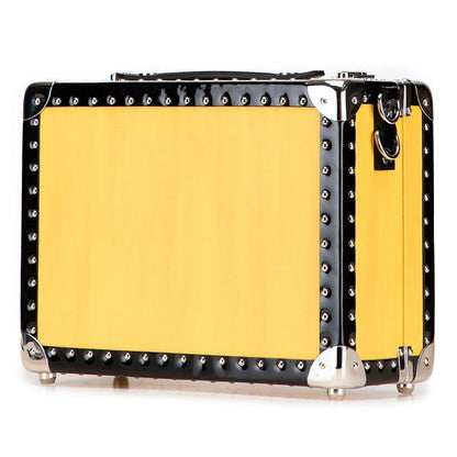 Fendi Logo Trunk Case Shoulder Bag 2WAY 7vv134 Yellow Black Leather Enamel