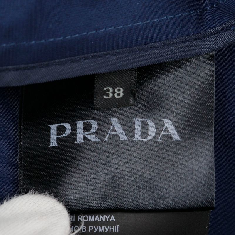 Prada 29y278 Cotton And Polyester Navy Blue Women's Trench Coat
