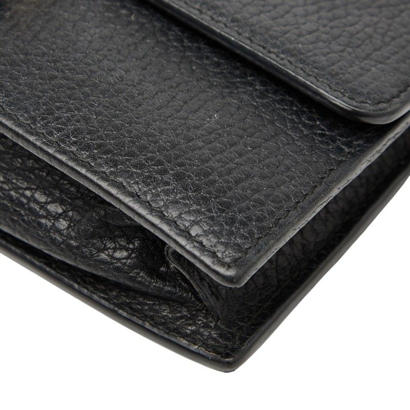 Gucci Interlocking G Long Wallet Chain Wallet Bag 510314 Black Gold Leather