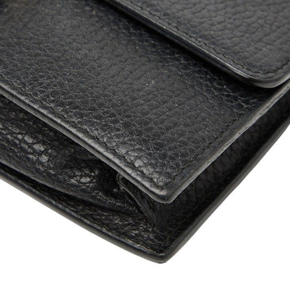 Gucci Interlocking G Long Wallet Chain Wallet Bag 510314 Black Gold Leather