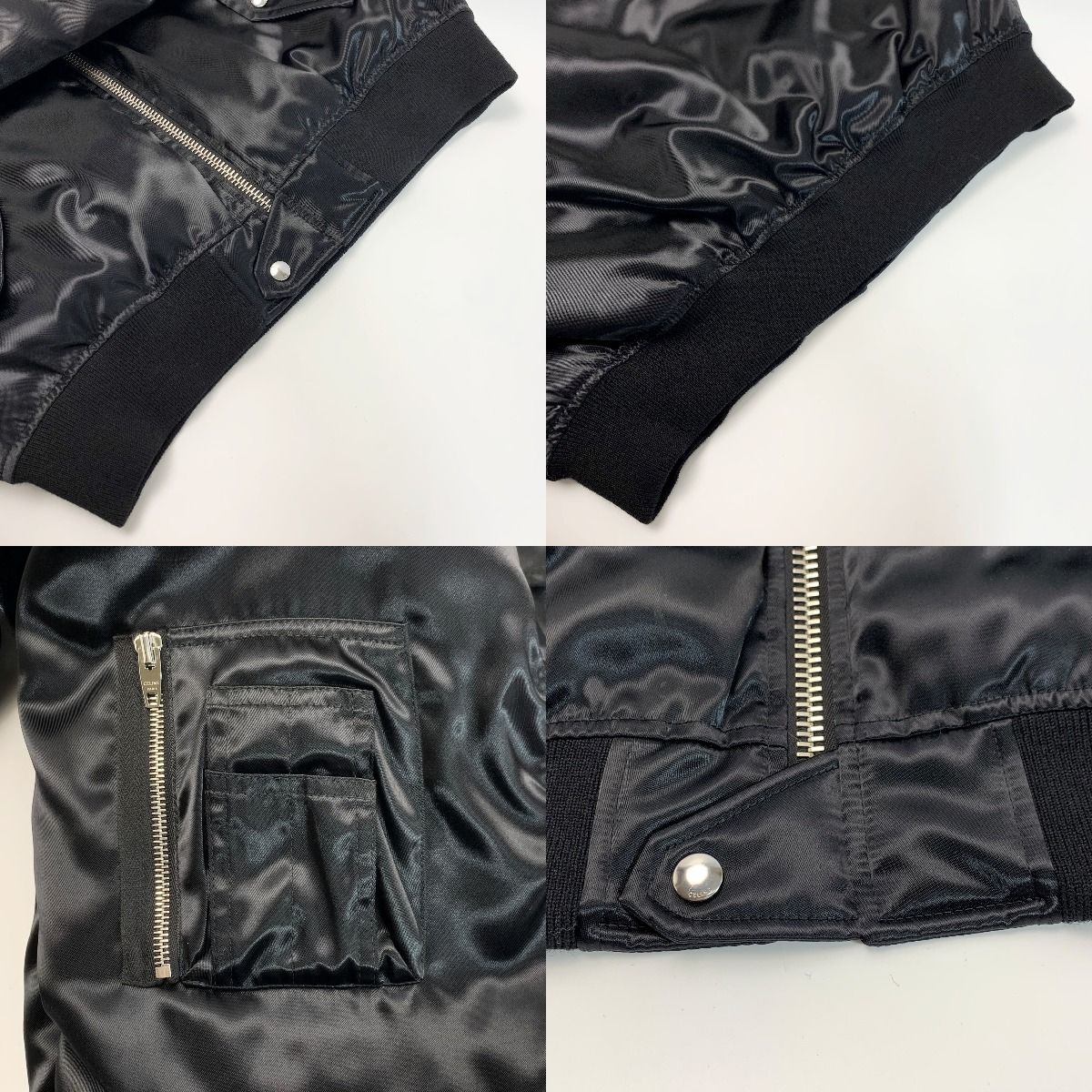 Celine Bomber Jacket Satin Nylon 048s 2w749 38no Black Men's Clothing