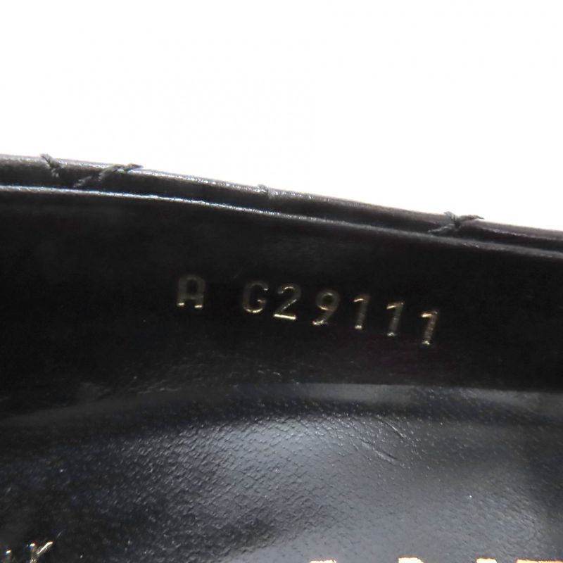 CHANEL G29111 Perforated Coco Mark Matelasse Almond Toe Leather Pumps Black
