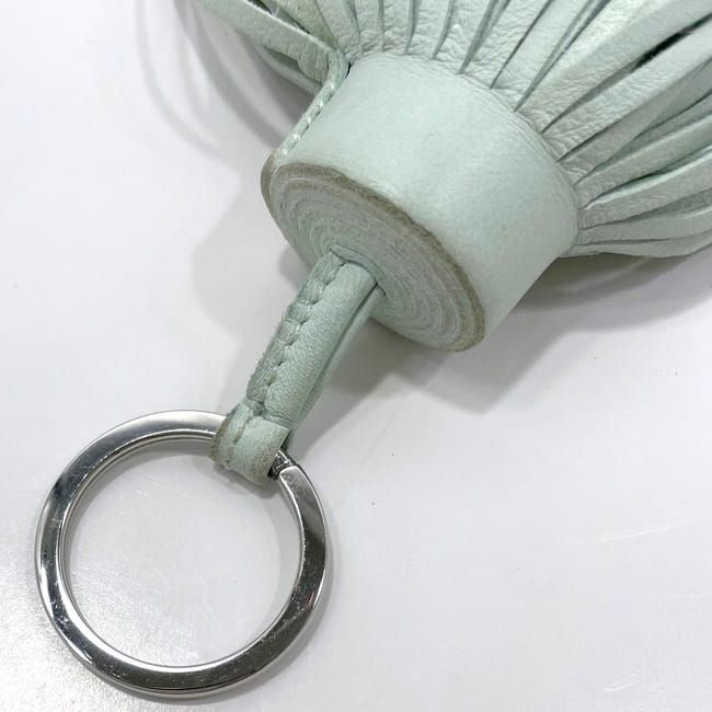 Hermes Key Ring Carmen Light Green Excellent Condition Leather Preowned