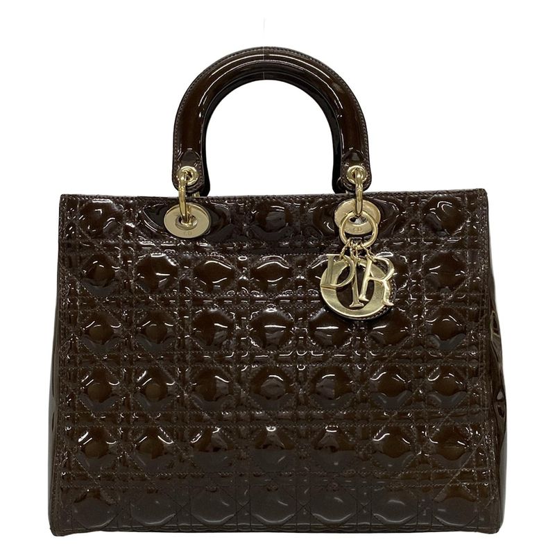Dior/christian Dior Handbag Lady Dior Large Dark Brown Leather