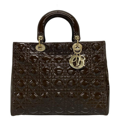 Dior/christian Dior Handbag Lady Dior Large Dark Brown Leather