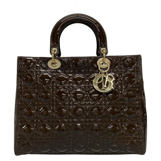 Dior/christian Dior Handbag Lady Dior Large Dark Brown Leather