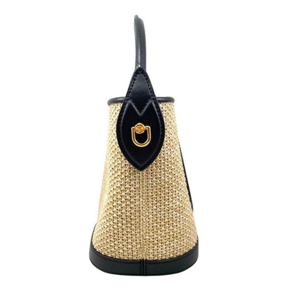 Louis Vuitton Handbag Shoulder Bag Petit Baquet M59961 Raffia Leather Noir