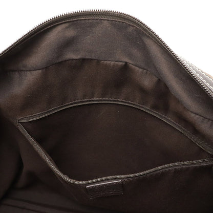 Gucci Sherry Boston Bag Handbag Coated Canvas Leather Khaki Beige Dark Brown