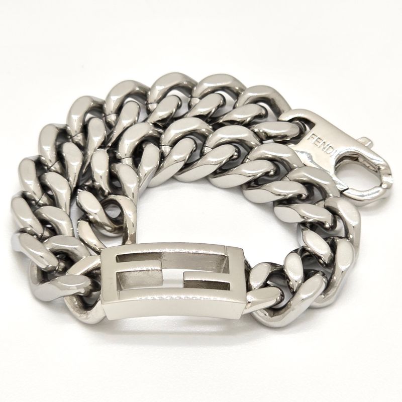 Fendi Baguette Bracelet M 19.5cm (7.68in) Long Silver-colored Palladium-polished