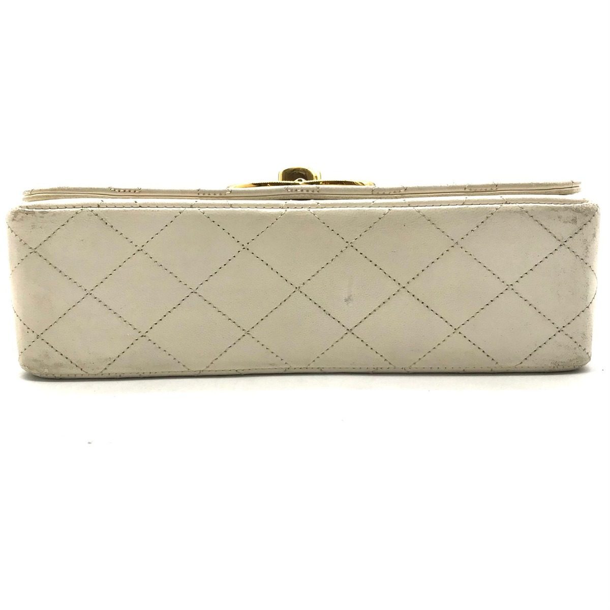 Chanel Quilted Big CC Logo Turnlock Chain Shoulder Bag White — view 3