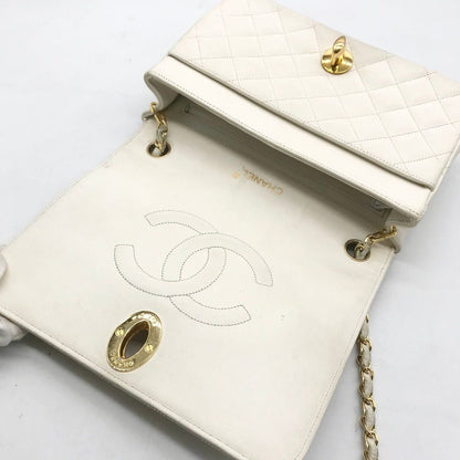Chanel Quilted Big CC Logo Turnlock Chain Shoulder Bag White — view 7
