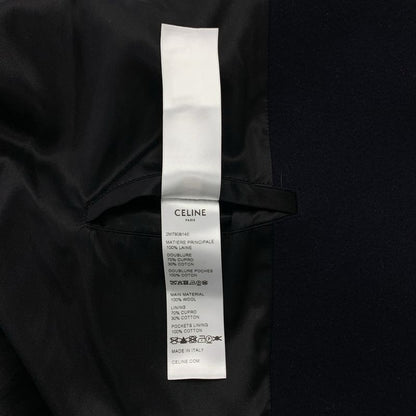 Celine - Wool Gold Button Double Overcoat Fully Lined - 40 - Dark Navy - Women's