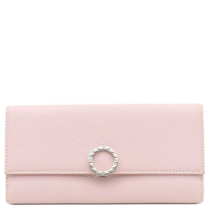 Bvlgari Long Wallet Leather Pink Silver Hardware Fold 30417