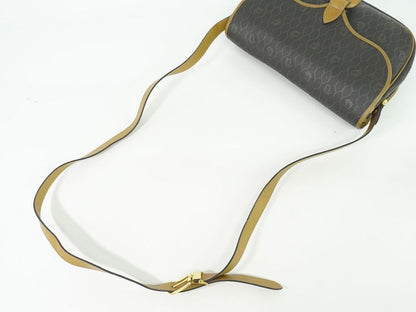 Authentic Christian DIOR Honeycomb Pattern Shoulder Bag Pochette PVC Black