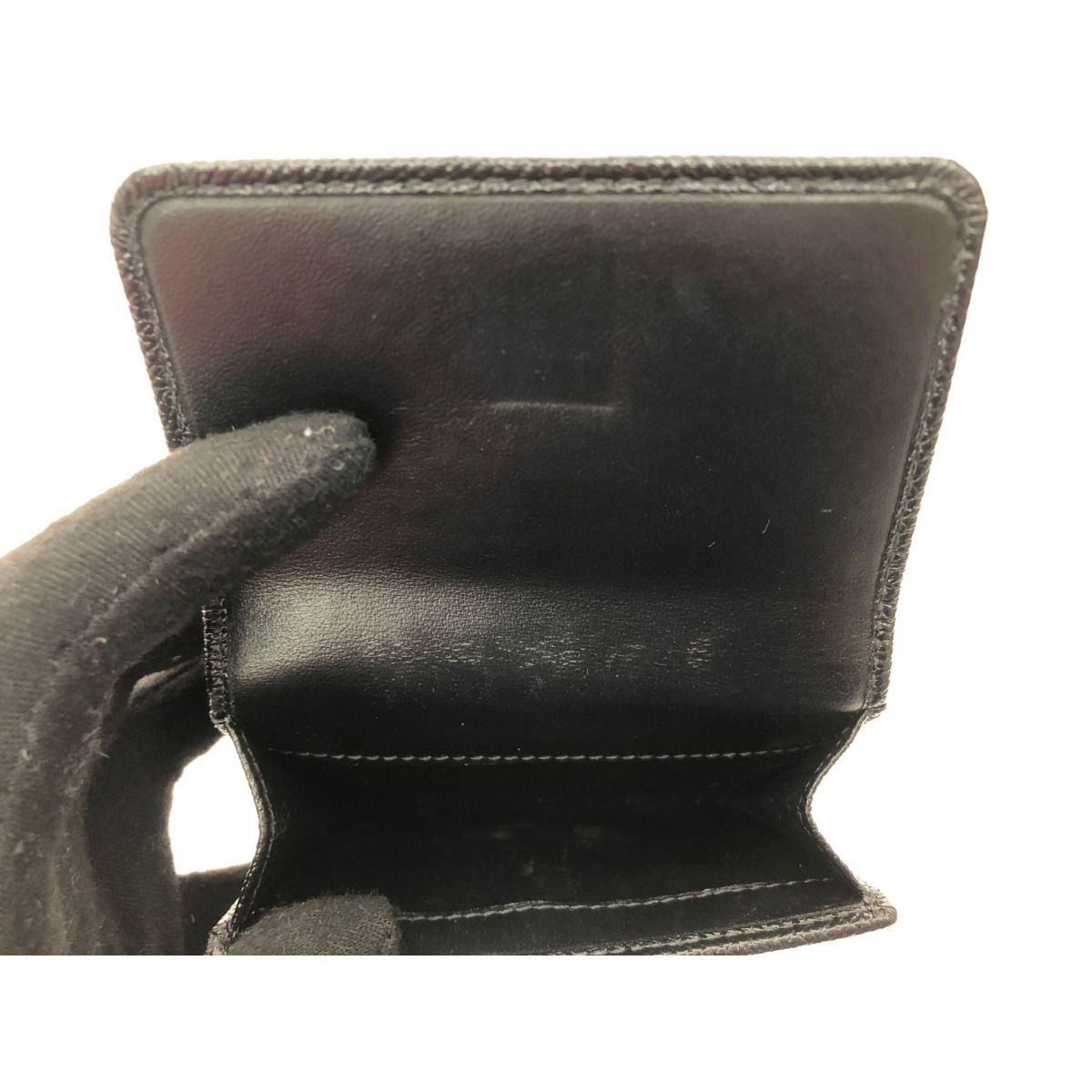 Bvlgari Women's Trifold Wallet Compact Wallet Leather Black