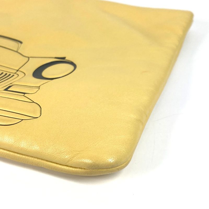 Chanel Clutch Bag Coco Havana Car Logo Leather Yellow