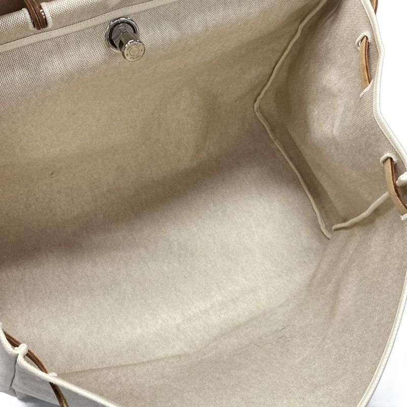 Hermes Handbag Herbag GM Ivory X Light Brown Silver Hardware Leather