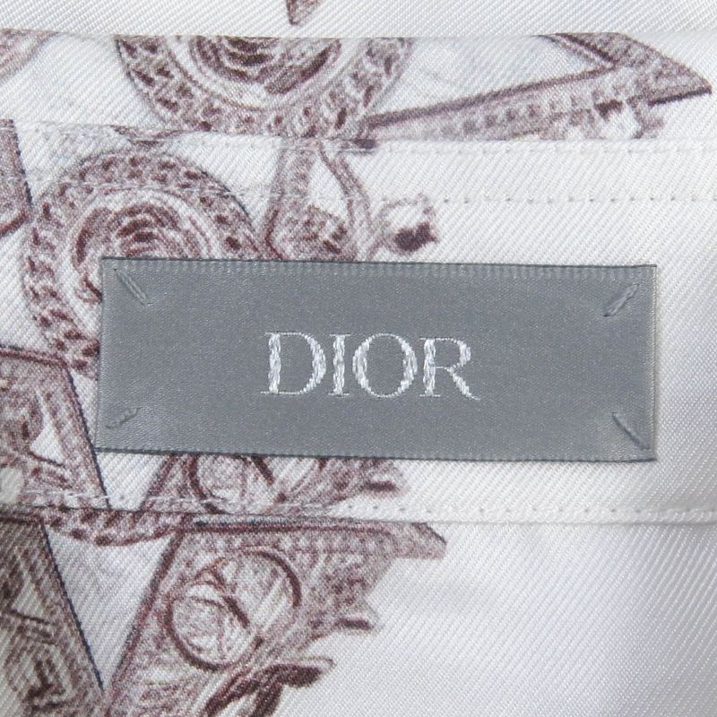 DIOR Homme 243c556a5649 100% Silk CD Etoile Total Short Sleeve Shirt White 39