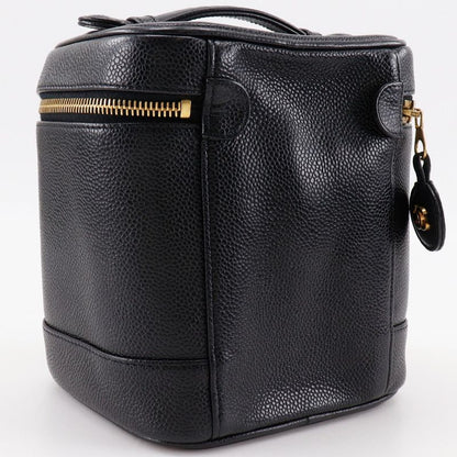 Chanel Vanity Coco Mark A01998 Caviar Skin Black Ladies Pouch