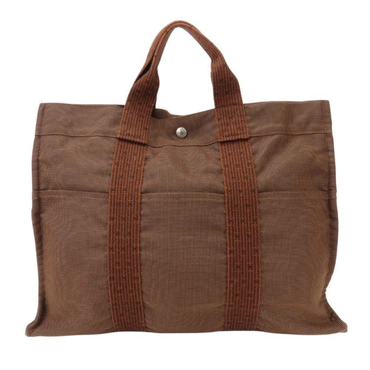 Hermes Tote Her Line MM Polyester Brown Vintage Everyday Use