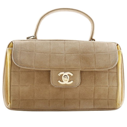 Chanel Chocobar One Handle Suede Brown/yellow Women's Handbag