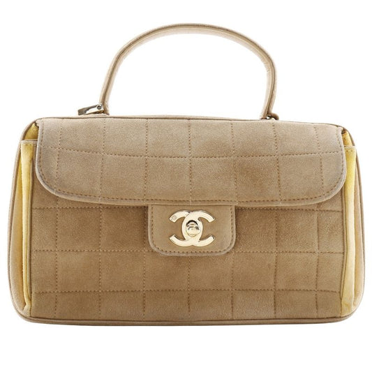 Chanel Chocobar One Handle Suede Brown/yellow Women's Handbag