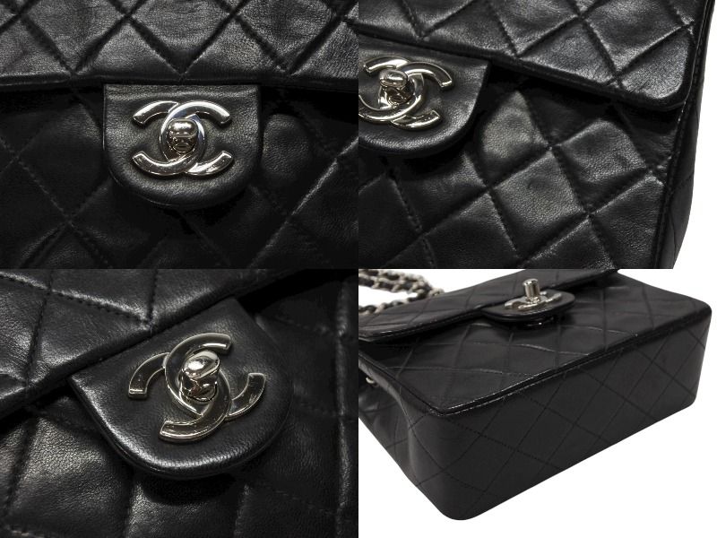 Chanel Mini Quilted 17 Shoulder Bag CC Logo Lambskin Black Silver — view 4