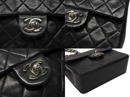 Chanel Mini Quilted 17 Shoulder Bag CC Logo Lambskin Black Silver — view 4