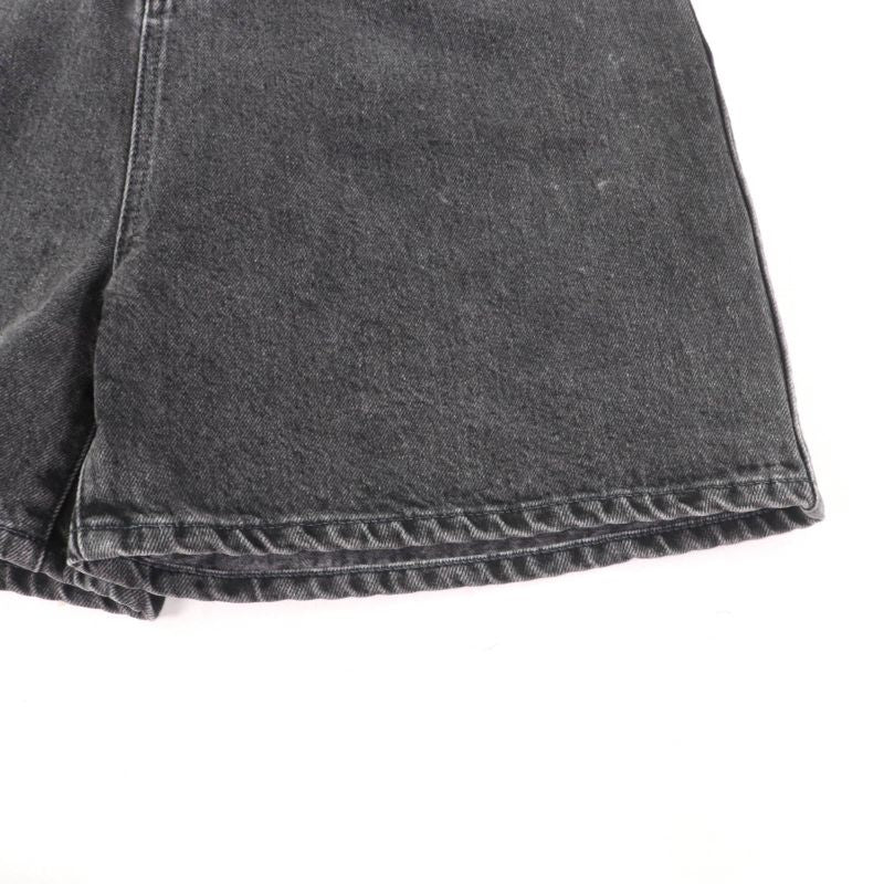 Celine 100% Cotton High Waist Denim Shorts With Logo Button Black 24 Made In