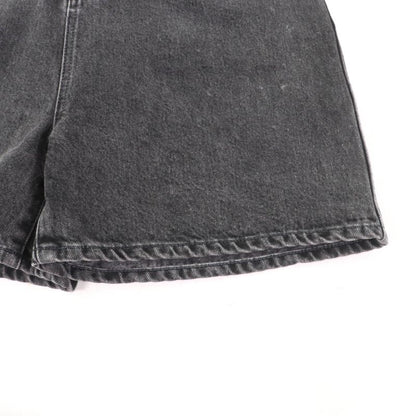 Celine 100% Cotton High Waist Denim Shorts With Logo Button Black 24 Made In