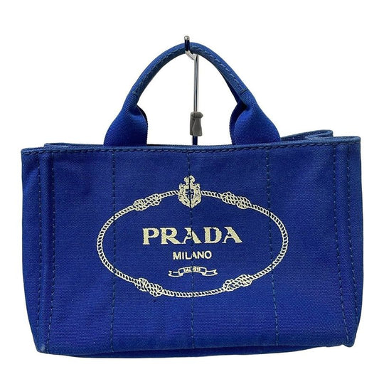 Prada Tote Bag Canapa Blue And Ivory