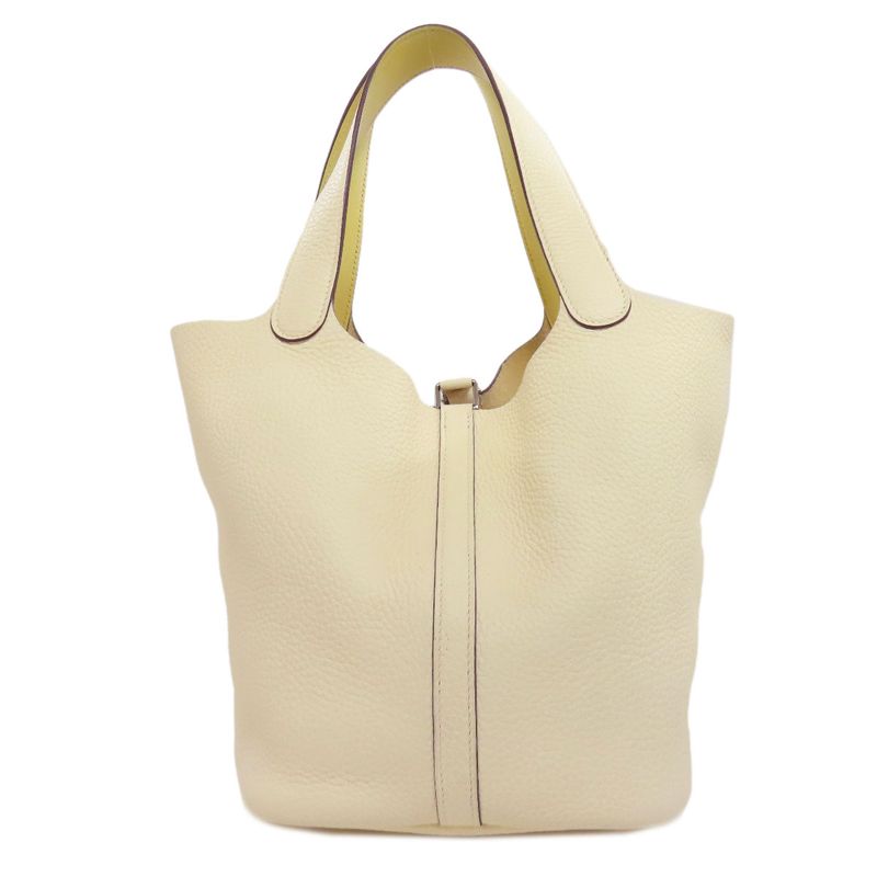 Hermes Picotin Lock MM Silver Hardware Handbag Taurillon Cles Mance Women