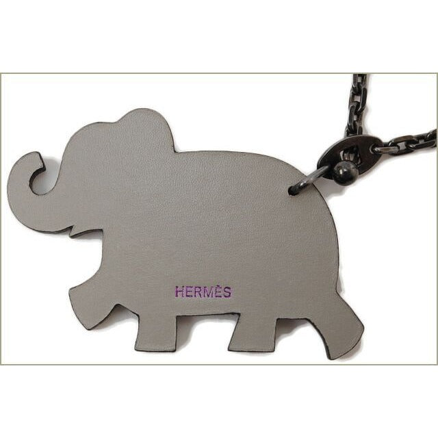 Hermes Bag Charm Strap Key Holder Elephant Leather Metallic Pink — view 3