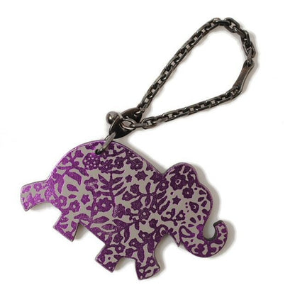 Hermes Bag Charm Strap Key Holder Elephant Leather Metallic Pink